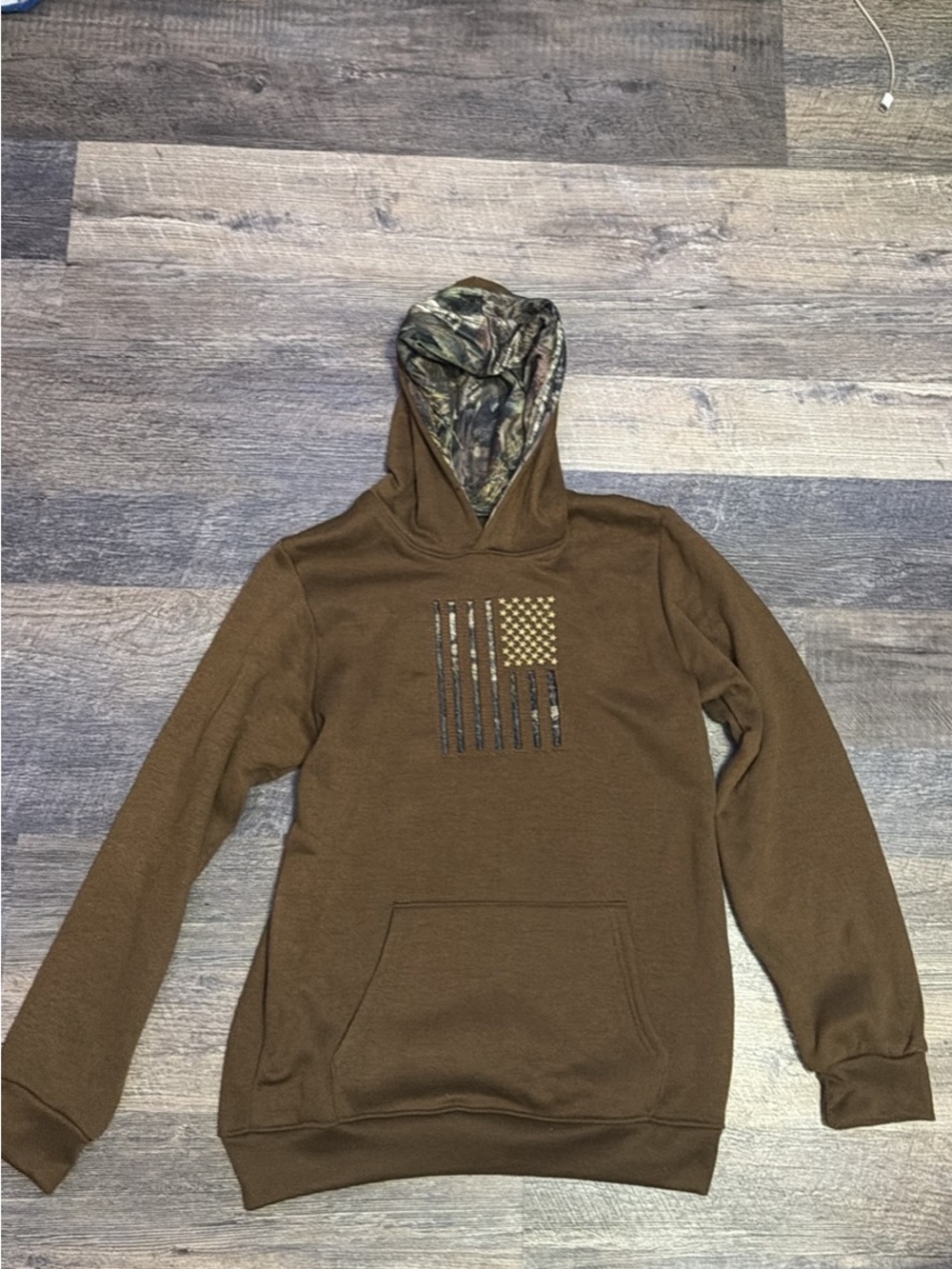 Mossy Oak Brown Hoodie with Camo-Lined Hood